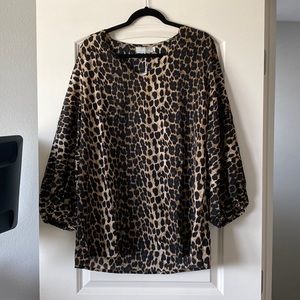 Balloon Sleeve V-Neck Blouse